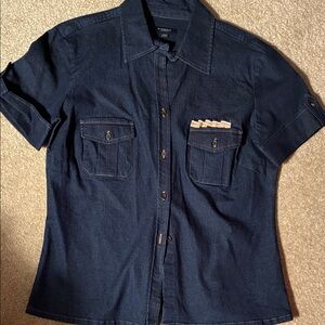 Burberry Dark Blue denim Casual Button Down Shirt. SIZE Uk is UISA SIZE 10